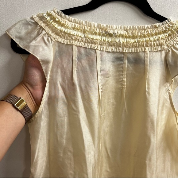 Calypso St. Barth 100% Silk Blouse, Buttercream Off White Yellow, M Vintage - Picture 4 of 4